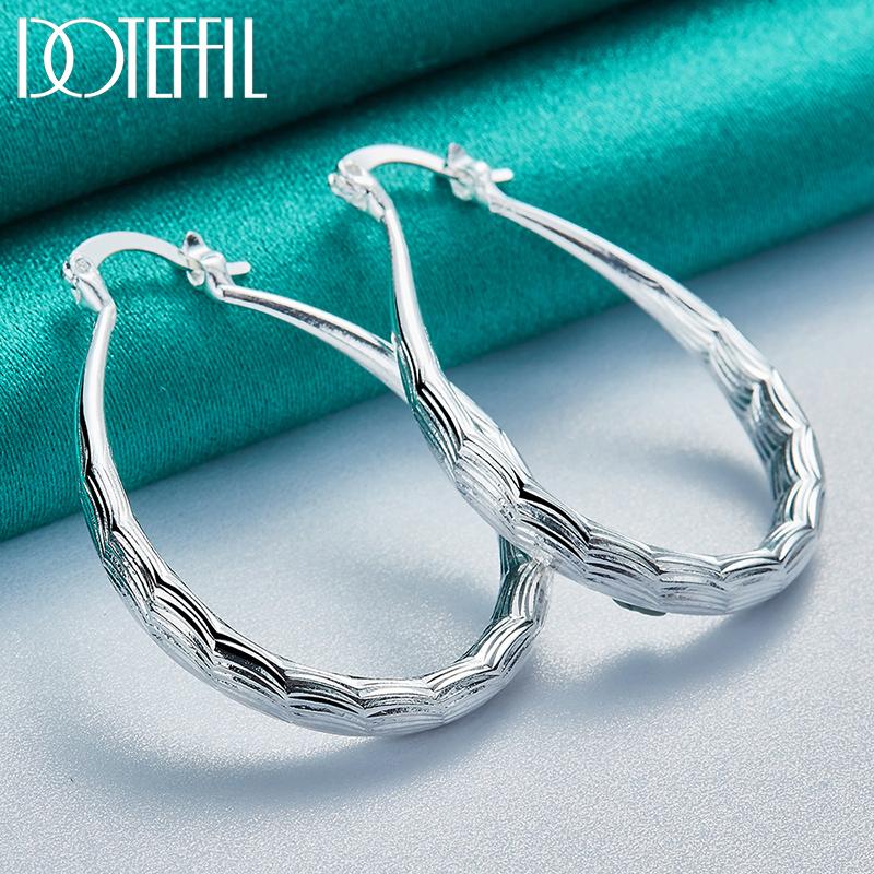 925 Sterling Silver U-shaped Earrings Gift Party Fashion Jewelry