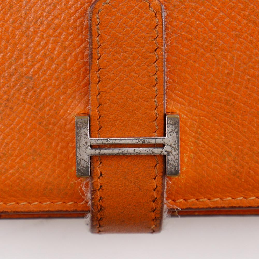 HERMES Baan classic Purse Orange / SilverHardware Epsom unisex Used