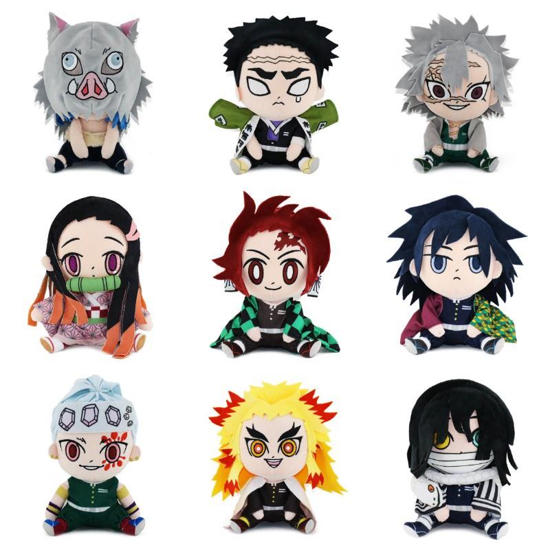 17cm Demon Slayer Xmas Gifts Plush Toys Set Nezuko Tanjiro Giyuu Inosuke Zenitsu
