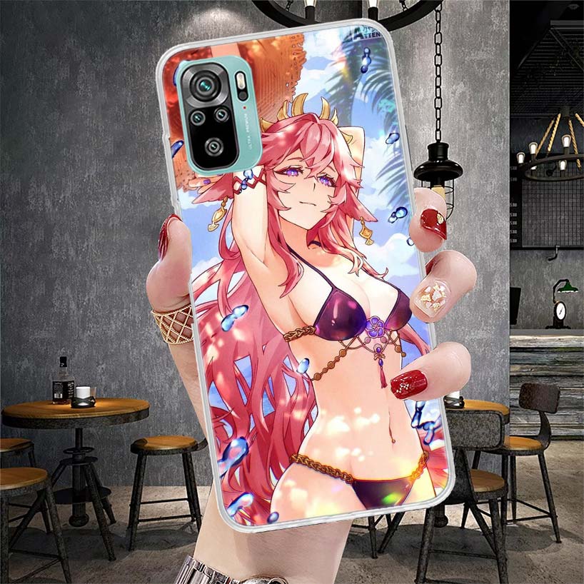 Yae Miko Genshin Impact Phone Case For Xiaomi Redmi Note 13 14 15 Pro Plus 12S 12 14S 11S 11E 10 10S 11 11T 5G 4G Cover Coque Re