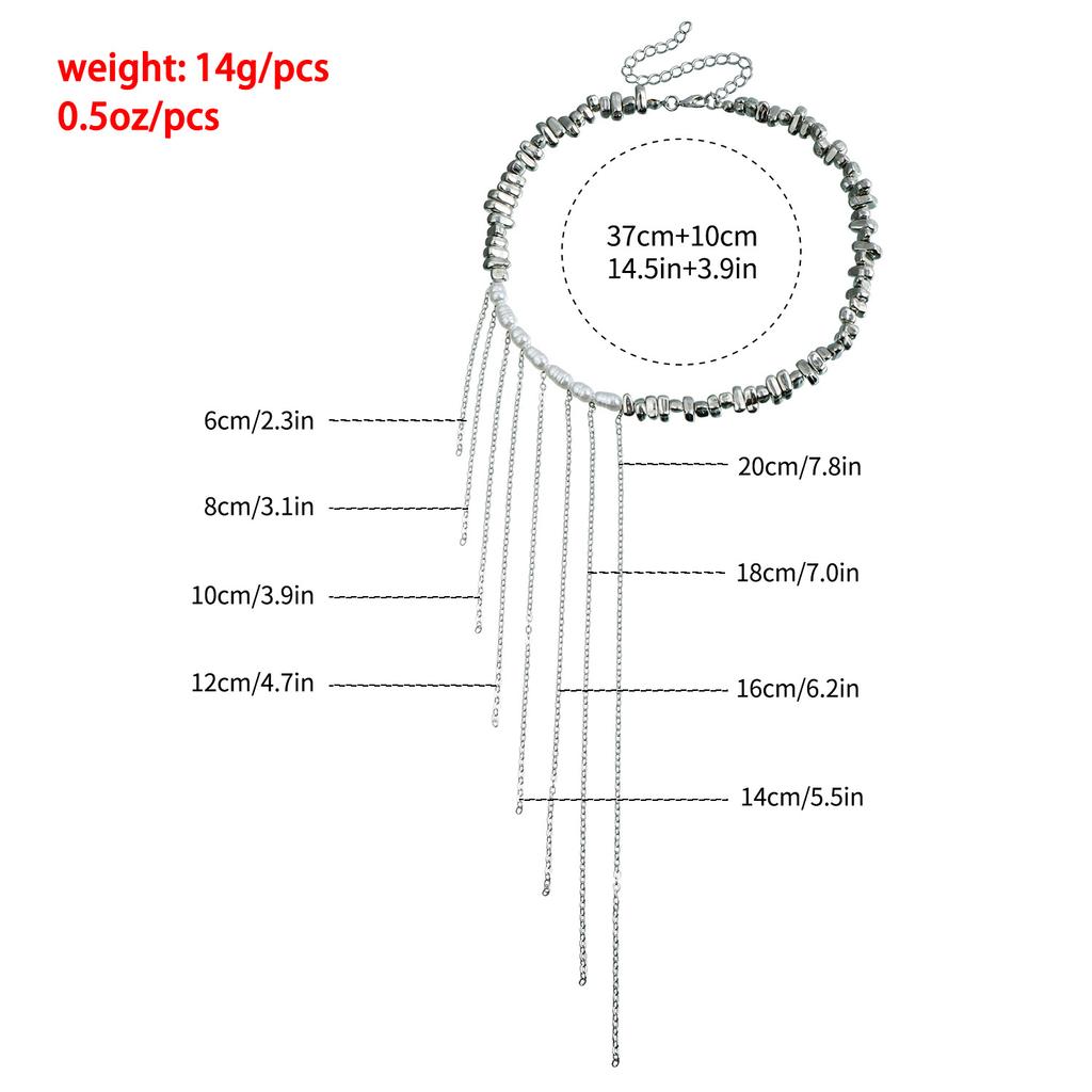 Wedding Party Jewelry Irregular Imitation Pearl Choker Necklace for Women Tassels Chain Gift