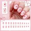 24 Pcs Short False Nail Love Heart Full Cover Stick on Nail Valentines Day Artificial Nail Press On Nail for Women