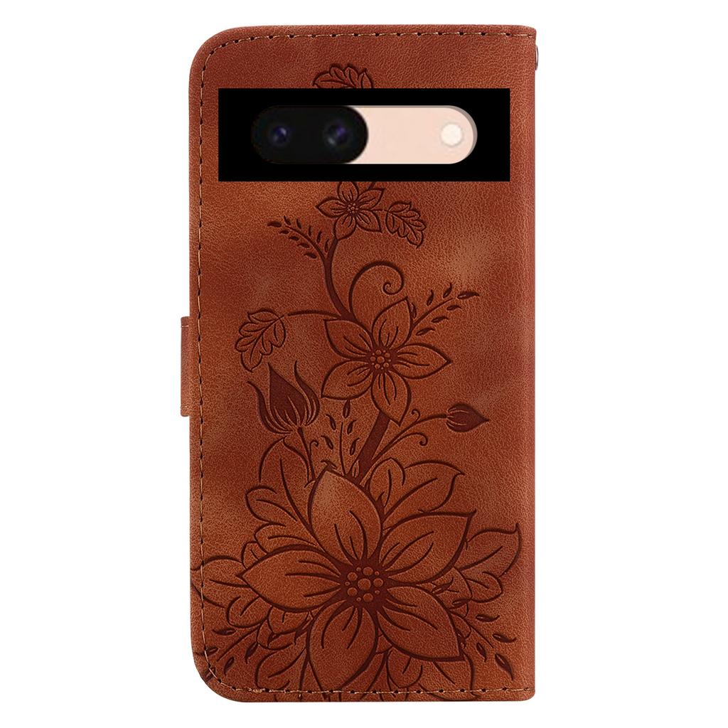 For Google Pixel 8a Case Flower Imprint Leather Foldable Stand Phone Wallet Cover