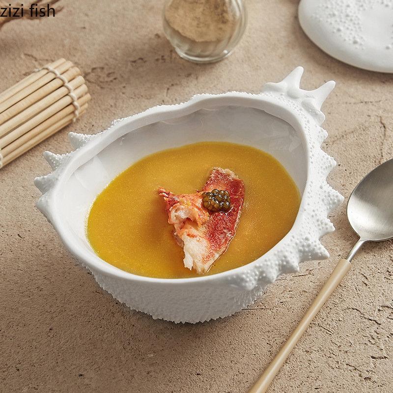 Ceramic Bowl with Lid Creative Crab Shaped Thick Soup Bowl Dessert Bowl Snack Bowls Salad Bowls Restaurant Specialty Tableware