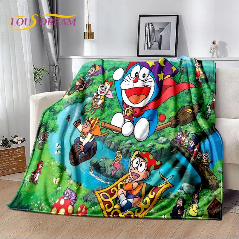 Coperta morbida in peluche cartone animato anime Doraemon, coperta in flanella per soggiorno camera da letto letto divano picnic, copertura calda per bambini