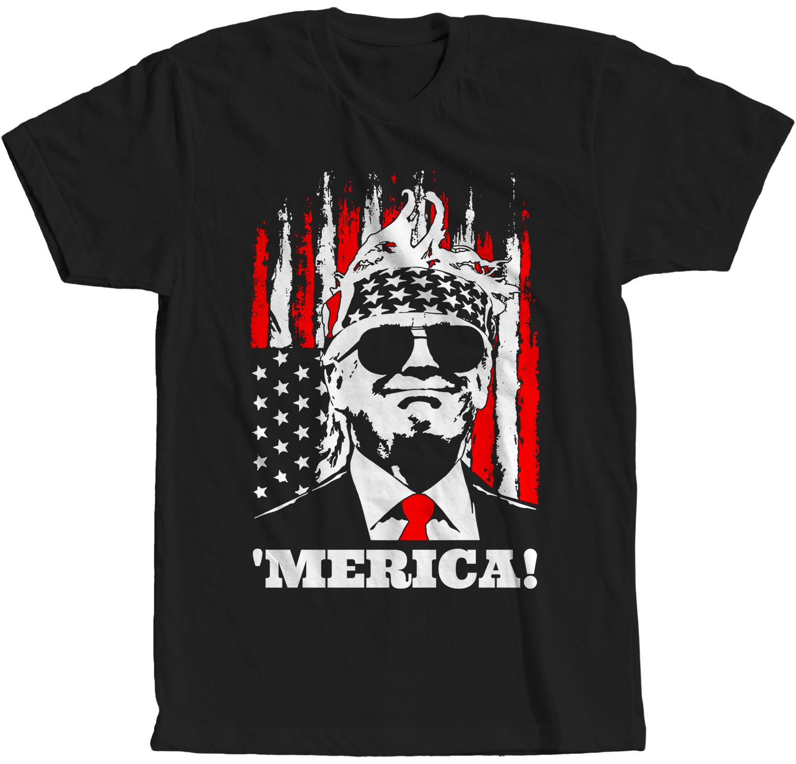 Trump Merica T-Shirt Memorial Day Patriotic 4th of July USA Political President 4XL