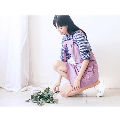 Lace-up Suspender One-piece Apron (purple)