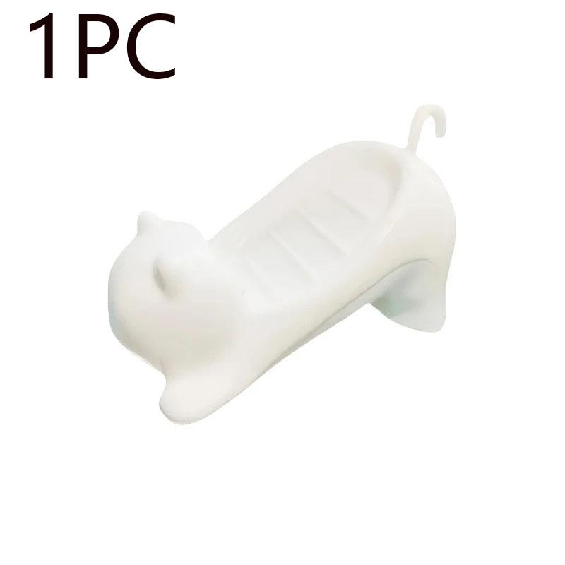 Cartoon Cute Cat Soap Dish Drainable Plastic Sponge Soap Storage Rack Bathroom Washbasin Soap Drain Box Home Decoration Holder