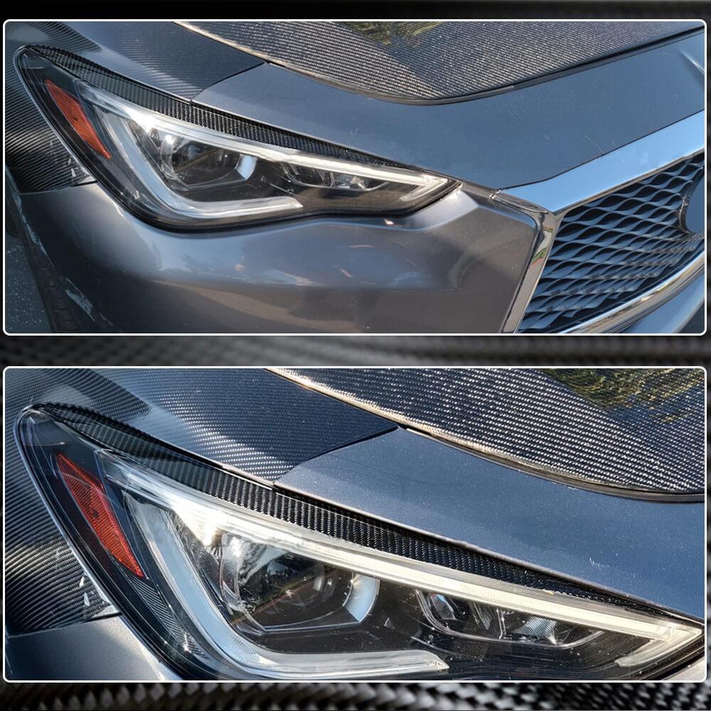 Ресницы на фары (для Q60 2016-2022, Карбон) для Infiniti Q50/Q60