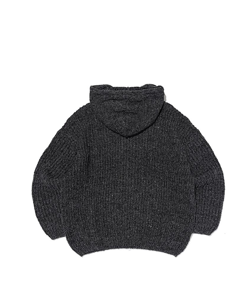 Otherfits Cable Weight Knit Zip-Up Hoodie (Charcoal)