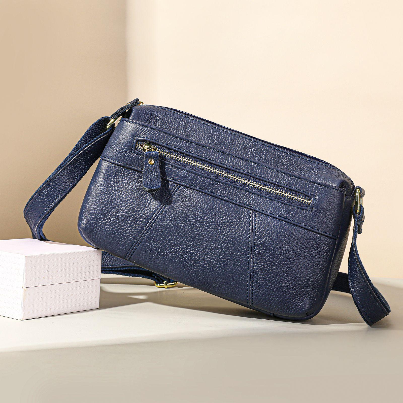 

Повседневная женская сумка из натуральной кожи, сумка через плечо для поездок на работу, модная и простая сумка на одно плечо из натуральной кожи синий