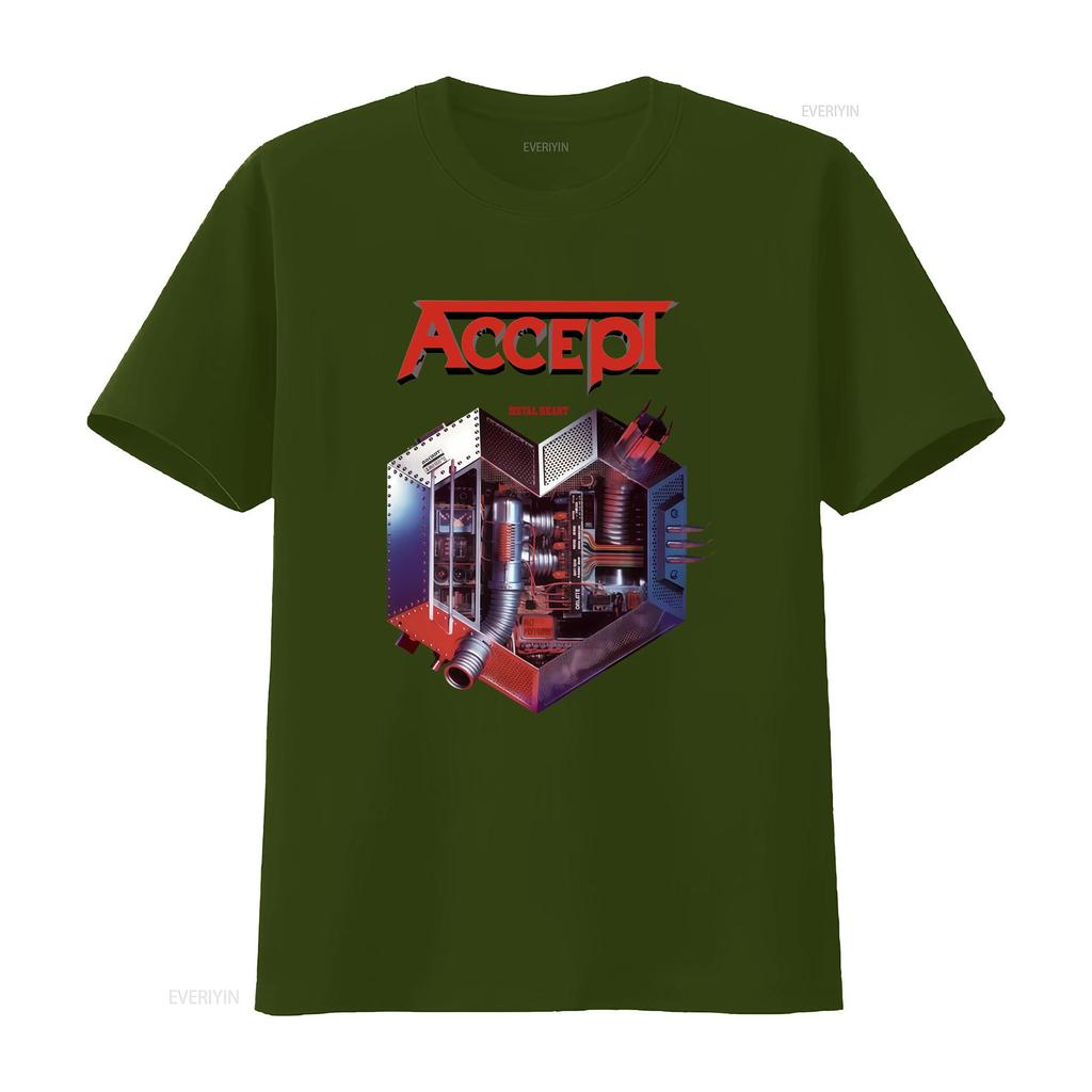ACCEPT METAL HEART Album Design T Shirt Sizes S 5XL MR319 Band Merch Music Lover  Vintage Washed Versatile Casual Soft Fashion