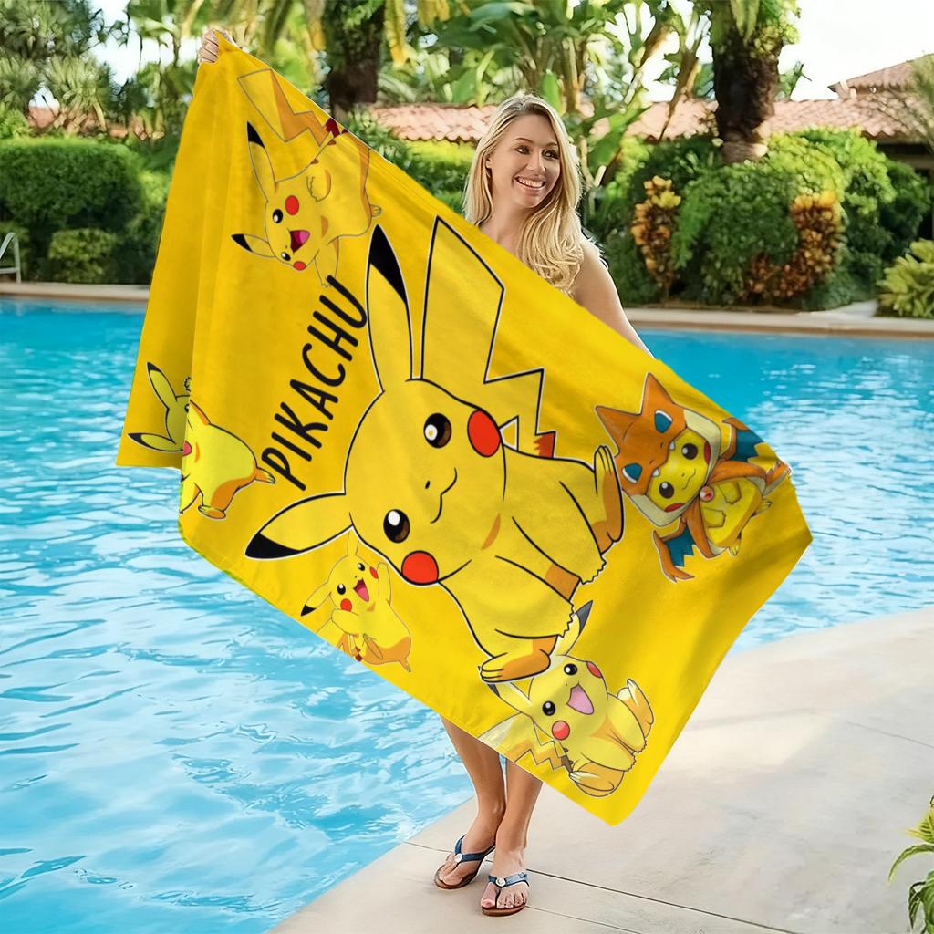 1pc P-Pokmon Pikachu Beach Towel Quick-drying Small To Large Suitable for Beach Pool Yoga Gym Home Cute Gift for Friend Family
