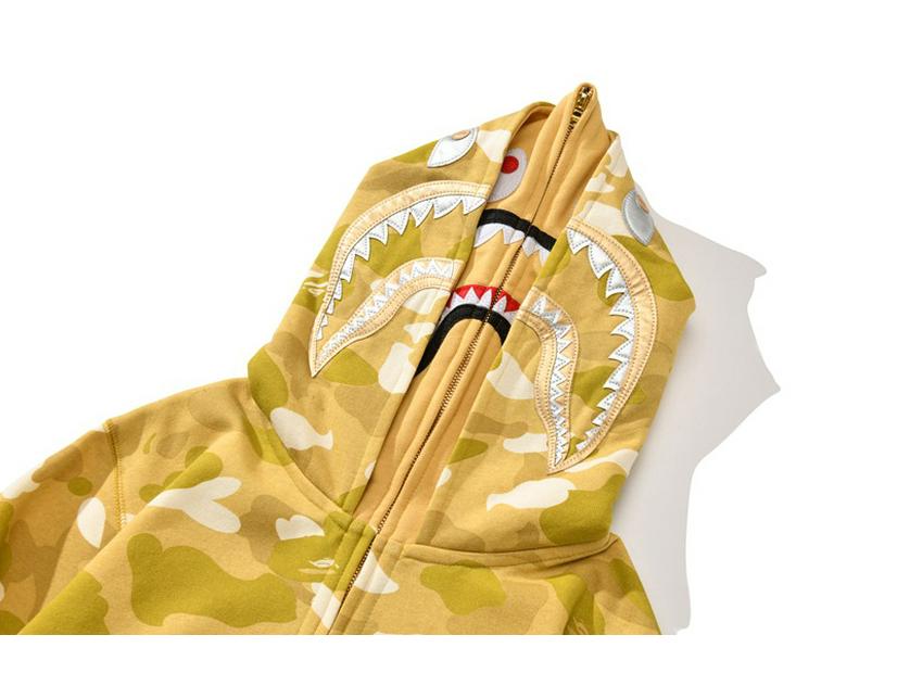 Camouflage Shark Head Hoodie with Golden Zipper - Plus Velvet Autumn/Winter Teen Cardigan