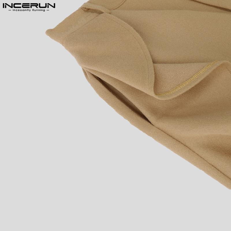 INCERUN Autumn Men Elastic Waist Irregular Ruffled Casual Long Straight Pants Trousers