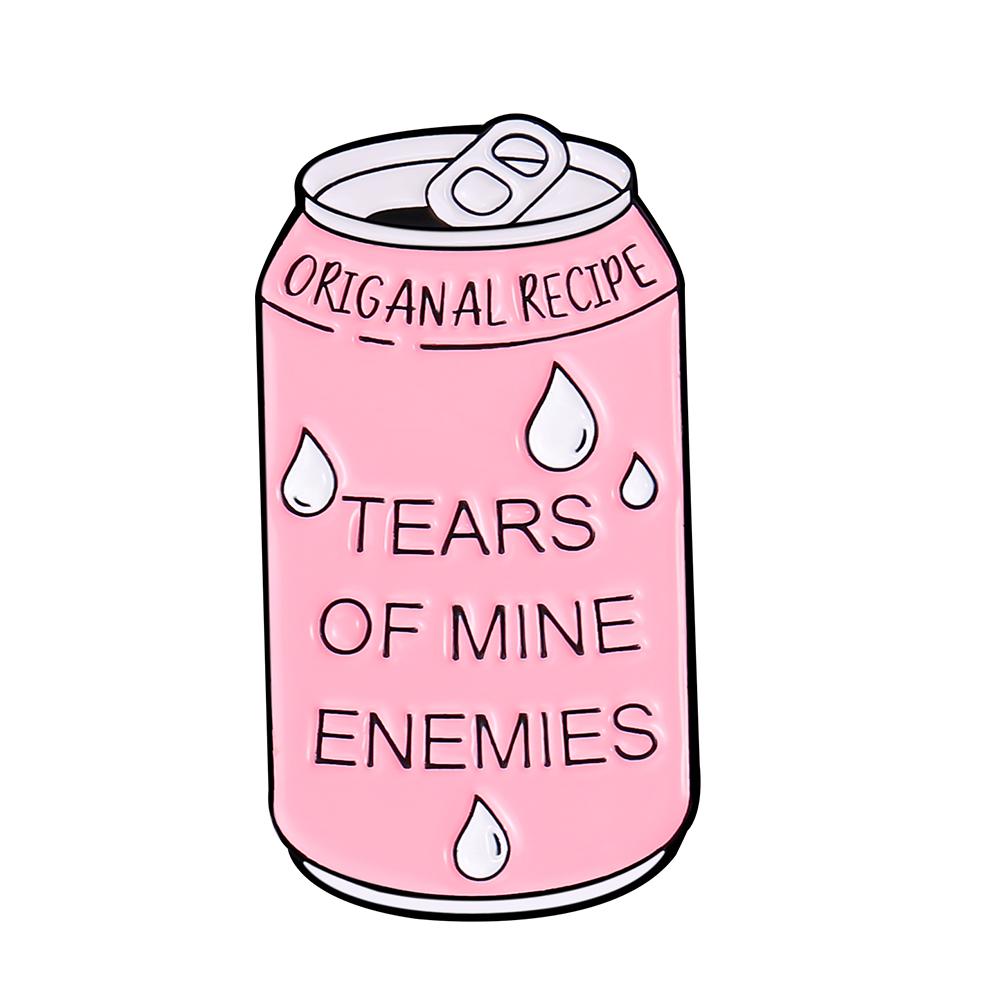 Tears of Enemies Enamel Pins Custom Cans Juice Ramen Pun Send Noods Brooches Lapel Badges