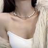 Fashion Elegant Metal Bowknot Tassels Necklace Pearl Beaded Clavicle Chain Choker Necklace Statement Jewelry Neck Chain