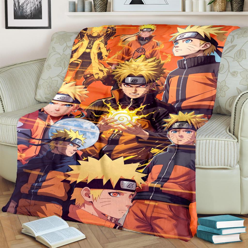 Anime-Naruto Print Blanket Warm Comfortable Flannel Blanket for Bedrooms, Sofas, Beds, Chairs, Picnics, Travel -LXR49