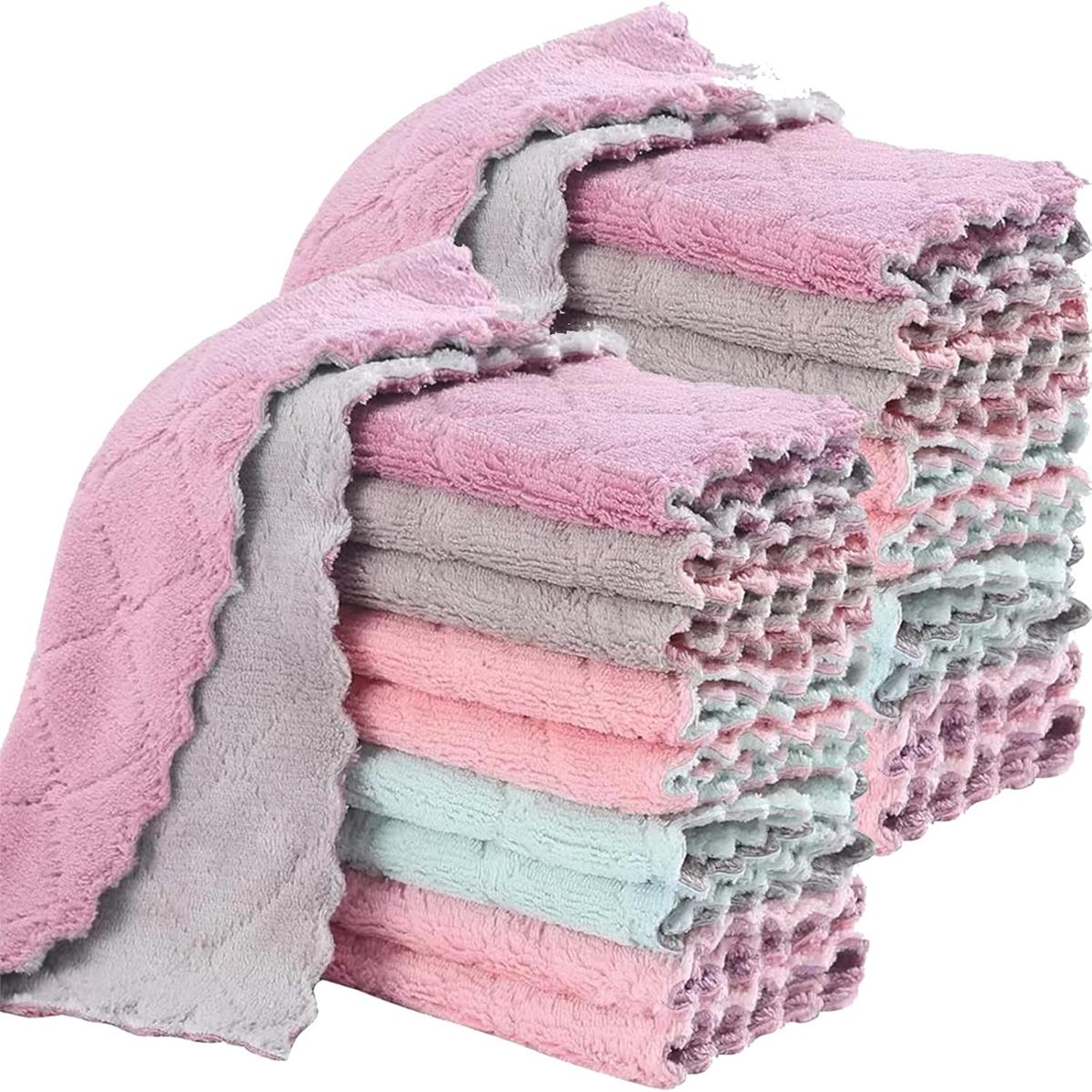 

20PCS Of Cleaning Cloth Kitchen Cloth Dishwasher Towel Super Absorbent Coral Velvet Dishwasher Towel Ultra-Fine Fiber Cloth Mult 5pcs