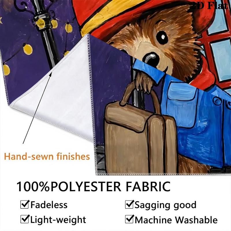 Paddington Bear Wall Tapestry Aesthetic Wall Hanging Printed Fabric Blanket Decorative Tapestries for Bedroom Living Room Home Decor
