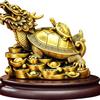 Aris & Juno Messing Moeder-Kind Draak Schildpad Beeld, Traditioneel Chinees Gelukssymbool Beeldhouwwerk, Feng Shui Bureau Thuis Rijkdom Bescherming