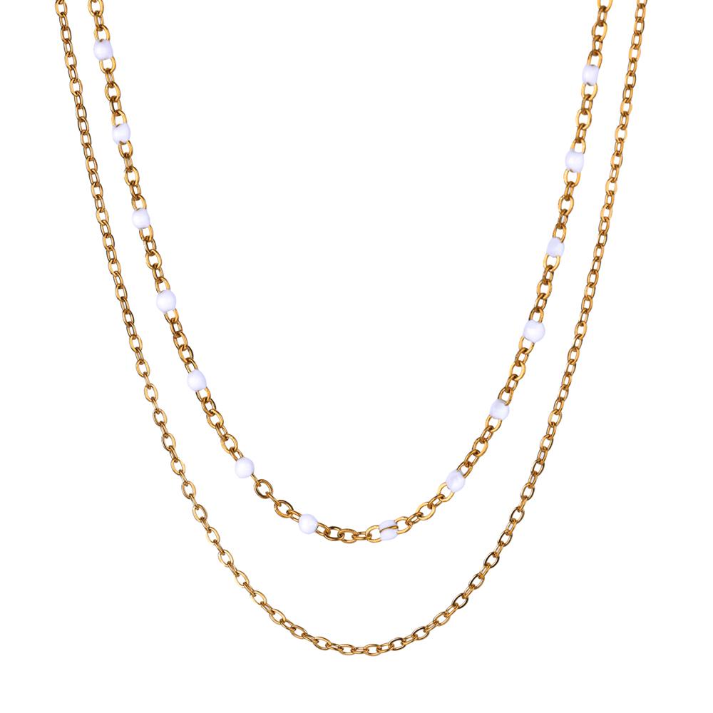 Mehrlagige Halsketten aus Edelstahl für Damen Mode Kubanische Kette Choker Halskette Wasserdichter Schmuck Weihnachtsfeier Geschenk