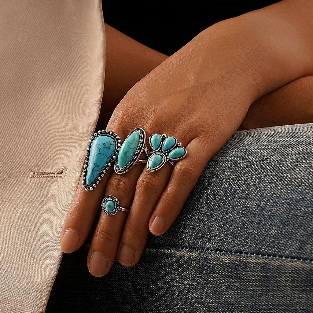 Fashion Women's 8 Piece Ring Set - Ladies Ring  Metal Ring Glossy Ring  Metal Ring Holiday Gift