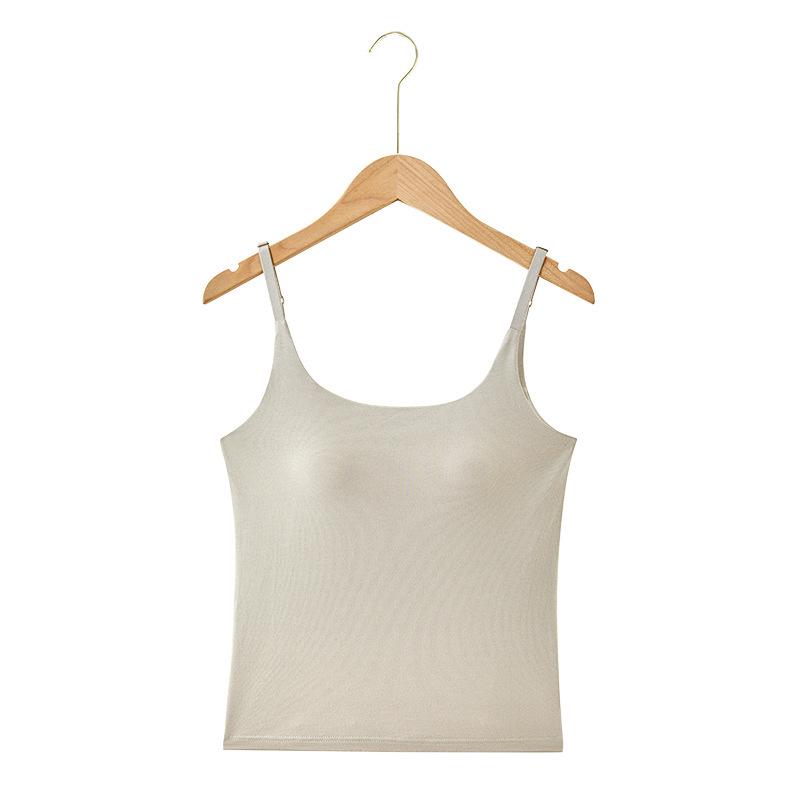 Seamless U-Neck Camisole with Bra Pads - Versatile Summer Layer for Women XL светло-серый