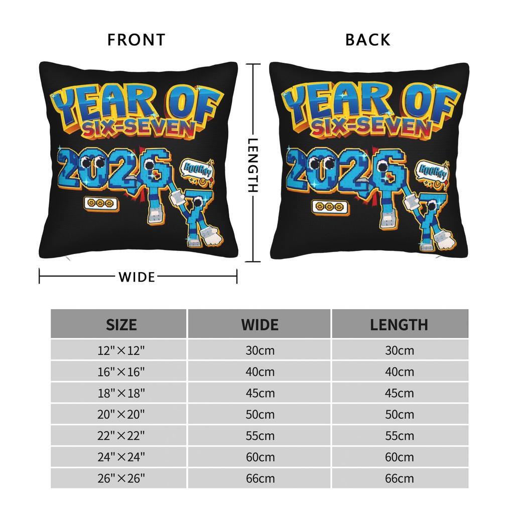 67 Sześć Siedem Mem Brainrot 2026 Nowy Rok Poszewki na Poduszki Vintage Poszewka na Poduszkę do Krzesła do Salonu Graficzna Poszewka na Poduszkę