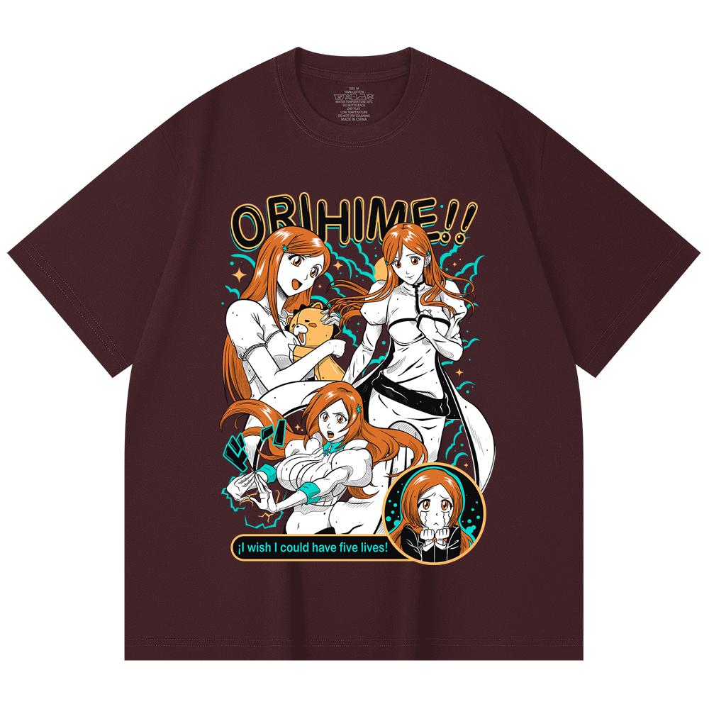 

230 Gsm 100% Cotton Bleach V3 Orihime Print Unisex Heavy Cotton T Shirt 2XL