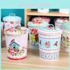New Chinese Style Rose Pattern Tin Desktop Storage Box With Lid For Living Room Decor