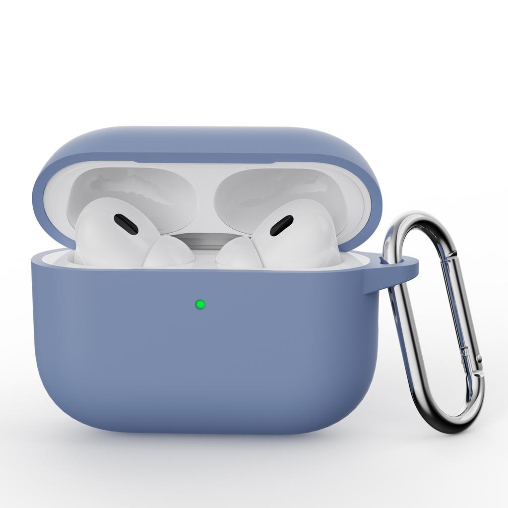Solid color silicone one-piece earphone case for AirPods PRO1 Bluetooth earphone case with hook