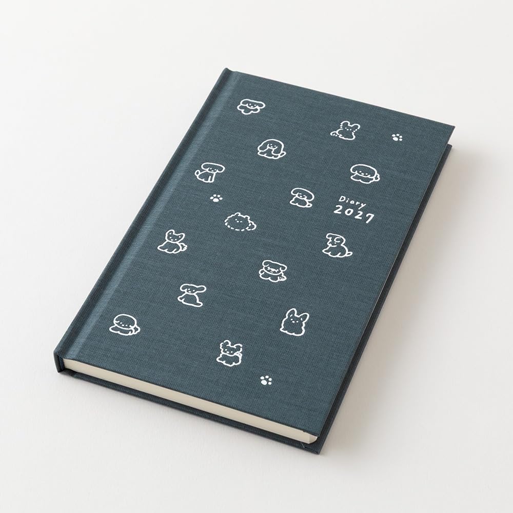Midori Book Style 2027 B6 Modified Dog Navy 22479006 January Diary, Edition, Size, Weekly, Pattern, Blue, (Starts 2027)
