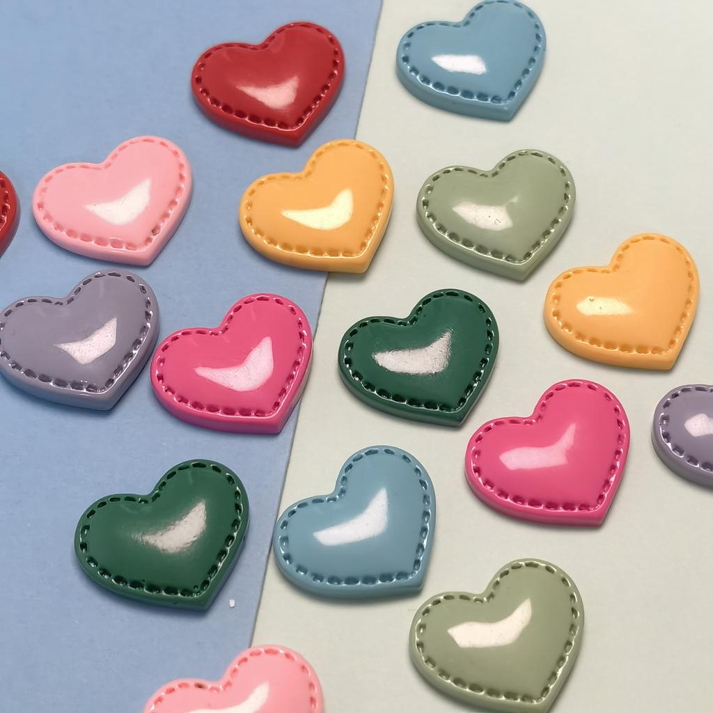 100Pcs Colorful Love Heart Resin Charms Flatback Buttons Beads for Card Making Scrapbooking Phone Case Decor and Jewelry Making