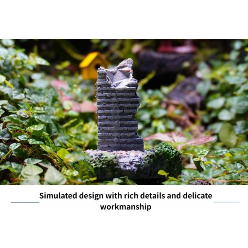 Damaged Building Model Figure Aquarium Ornament Resin Decoration With Detailed Design For Unique FishTank Landscapes