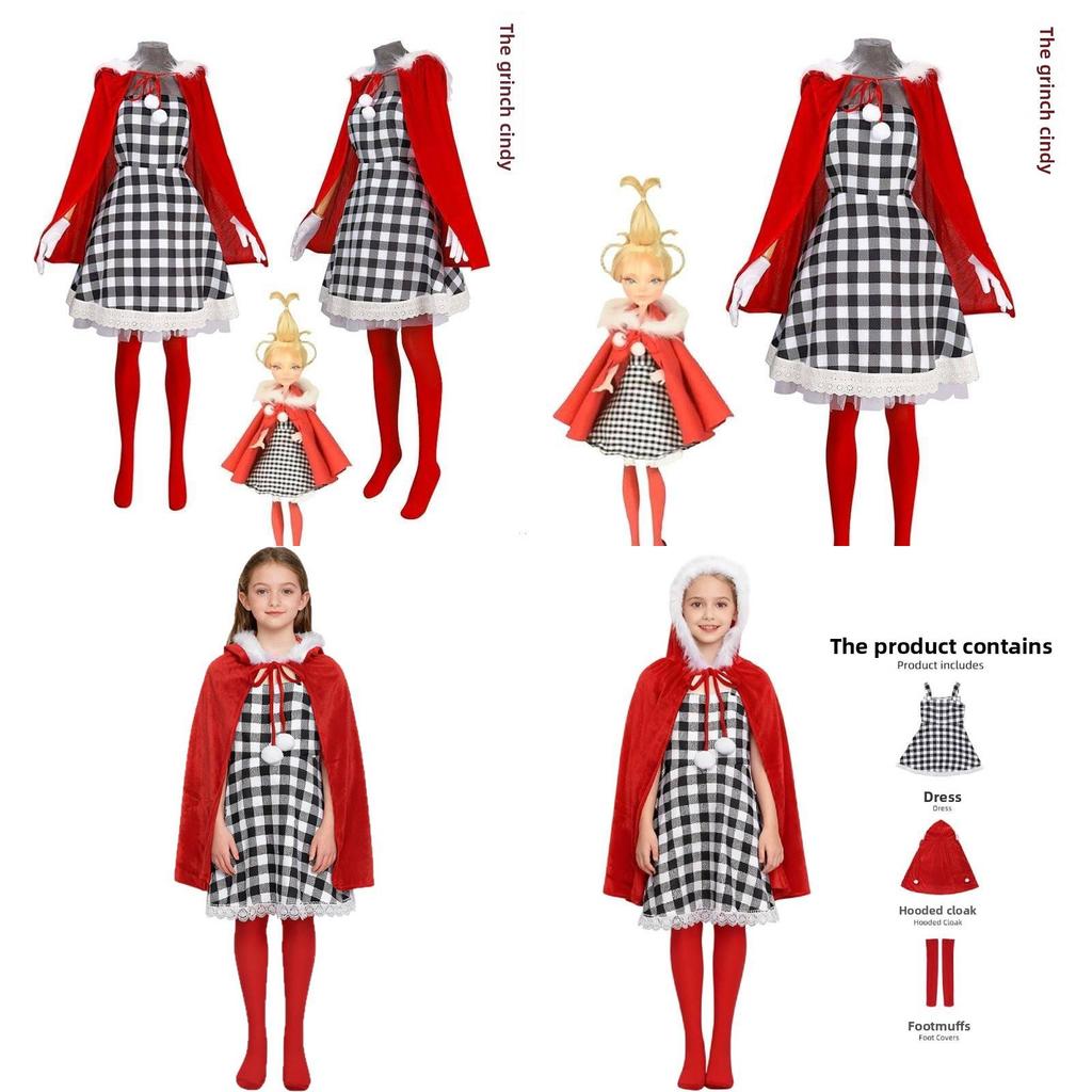 How The Grinch Stole Christmas Cindy Cosplay Costume For Girls With Soft Polyester Fabric For Holiday Performance
