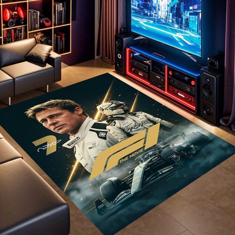 F1 Racing Movie Theme Character Print Area Rug Motorsport Non‑Slip Rectangular Floor Mat Living Bedroom Home Decor Racing Fan Carpet
