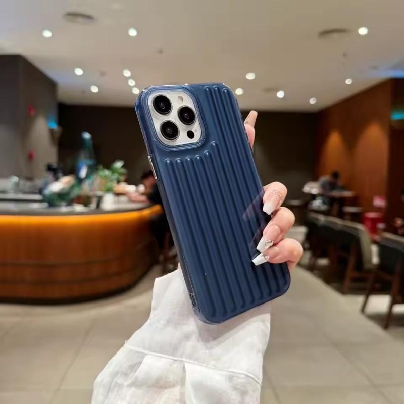 Ribbed Corrugated Suitcase Stripe Soft TPU Phone Case For Apple iPhone 17 Air 16 E 15 14 Plus 13 12 11 Pro Max Solid Color Cover