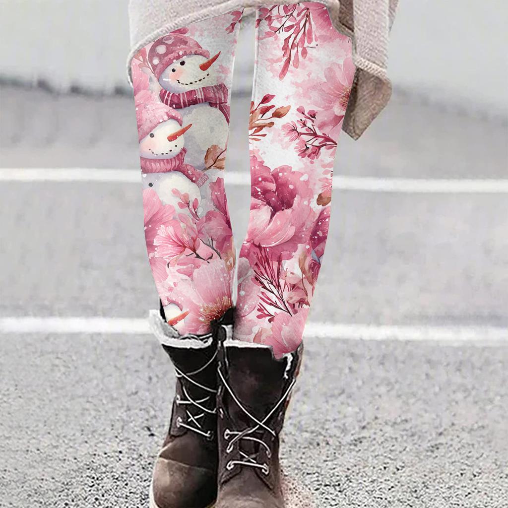 Women's Christmas Print Slim Fit Elastic Yoga Casual Pants