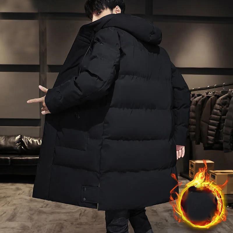 Jachetă de puf cu glugă pentru bărbați Jachetă de bumbac groasă și caldă de iarnă de lungime medie. Top casual pentru bărbați.