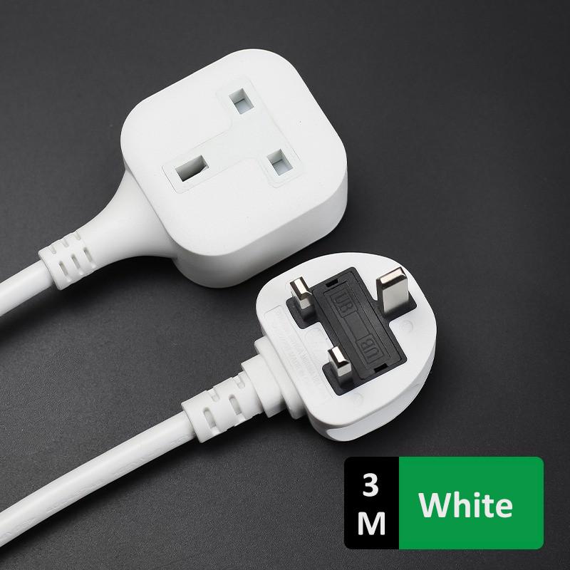 1/3/5M 1 Way Gang Extension Lead 13 AMP Single Socket Extension Cord Home Office 3 Pin Plug Power Strip