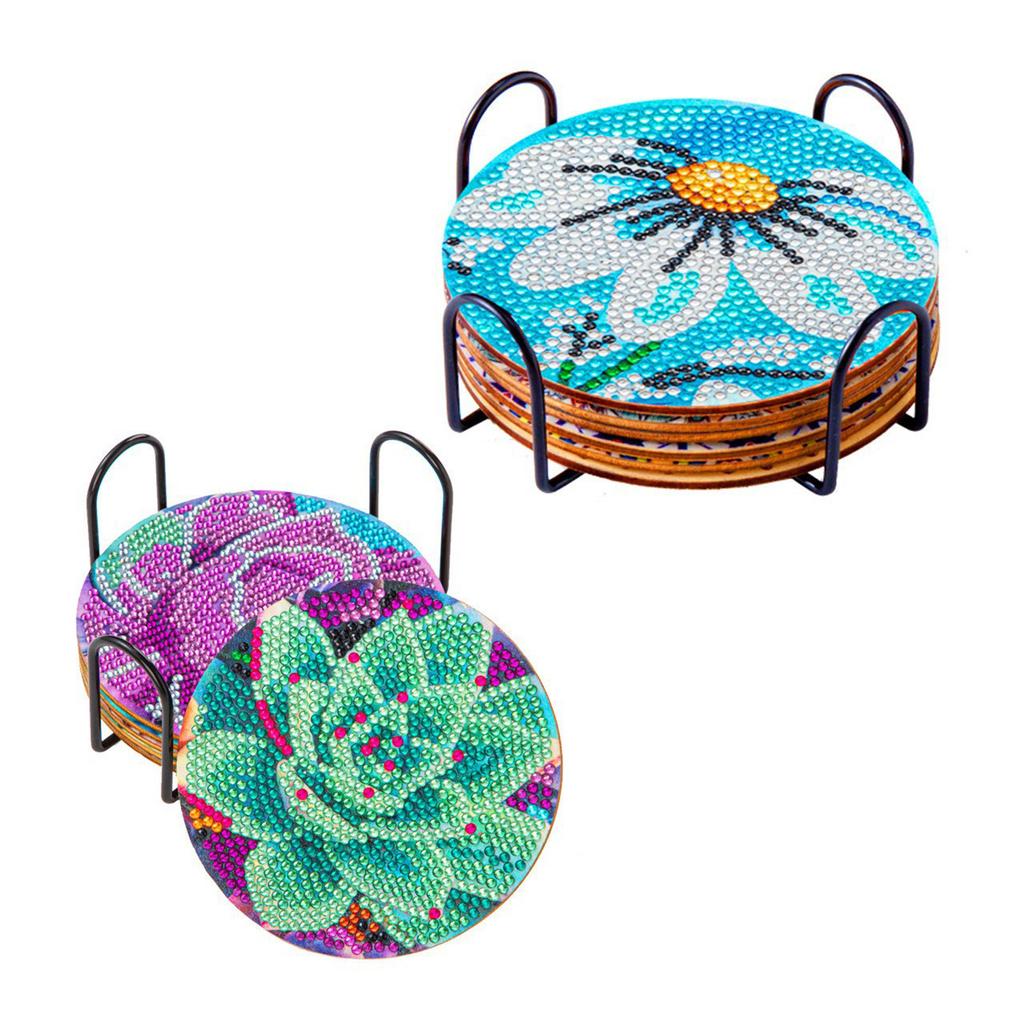 DIY Mehrfarbiges Diamond Painting Untersetzer-Set Multifunktionale Langlebige Tassenunterlage für Trinkgeschirr