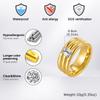 Chunky Gold Color Ring for Men Boys,Sparking White AAA CZ Stone Stainless Steel Ring,Stagement Wedding Ring to Him Her
