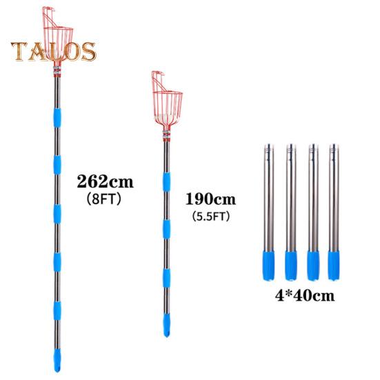 Fruit Picker with Basket Stainless Steel Segmented Long Handle Fruit Harvesting Tool Detachable Multi-purpose Fruit Picker for Avocado Lemon Pear