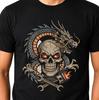 Skull Dragon Mechanic Graphic Fantasy Engine Warrior Art T-Shirt.