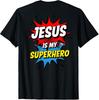 Funny Christian T-Shirt: "Jesus Christ Is My Superhero - He Loves You!
