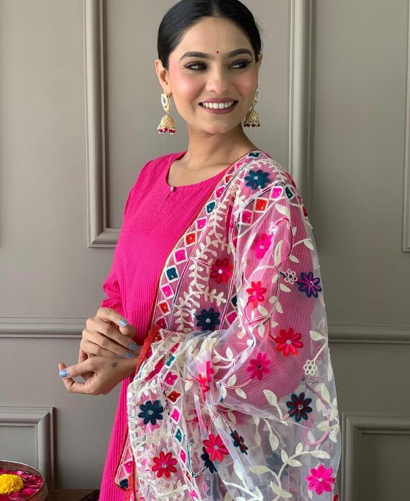 Indian Women Top Tunic Kurti Salwar Suit Designer Party Wear Kurta Pant Dupatta Set