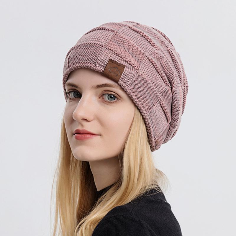 Women Slouchy Beanie Hat Fleece Lined Warm Thickened Knitted Hat Fashion Multi-color Cap