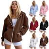 Damskie bluzy z kapturem zapinane na zamek, oversize'owe bluzy, jesienne stylizacje, kurtki casualowe