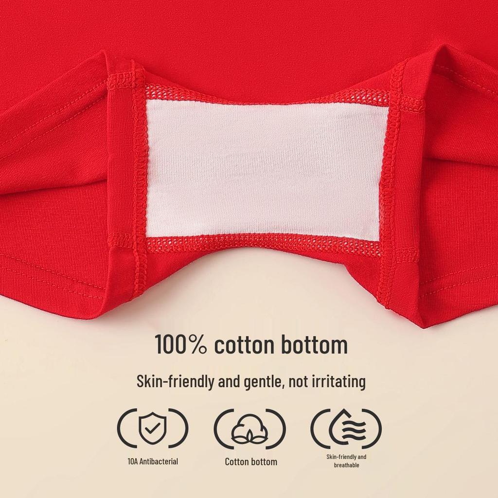 Festive Red Girls' Boxer Briefs: Antibacterial Pure Cotton, Colorfast, Full Cotton Crotch, Chinese New Year Theme